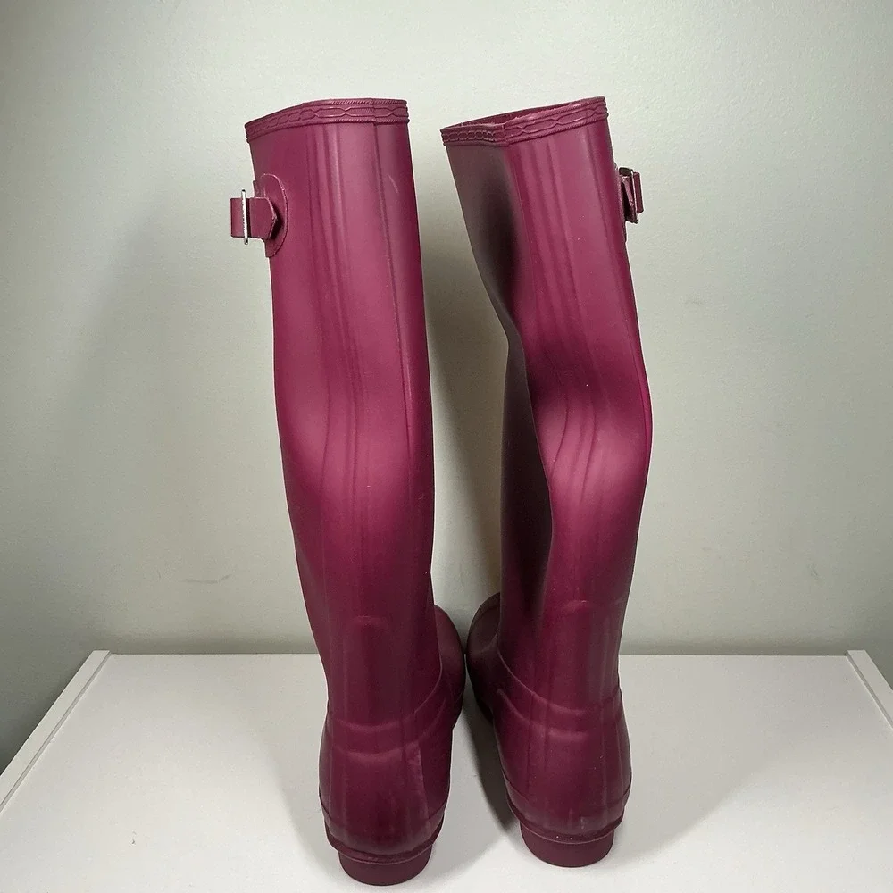 Hunter Boots Women's Original Matta Tall Rain Boots - Violet Purple - Size 8 - Picture 3 of 7